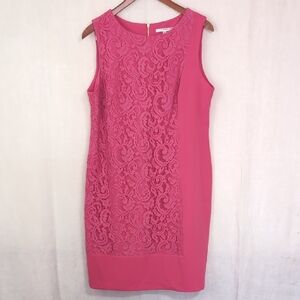 Studio One Pink Lace Panel Shift Dress Size 16